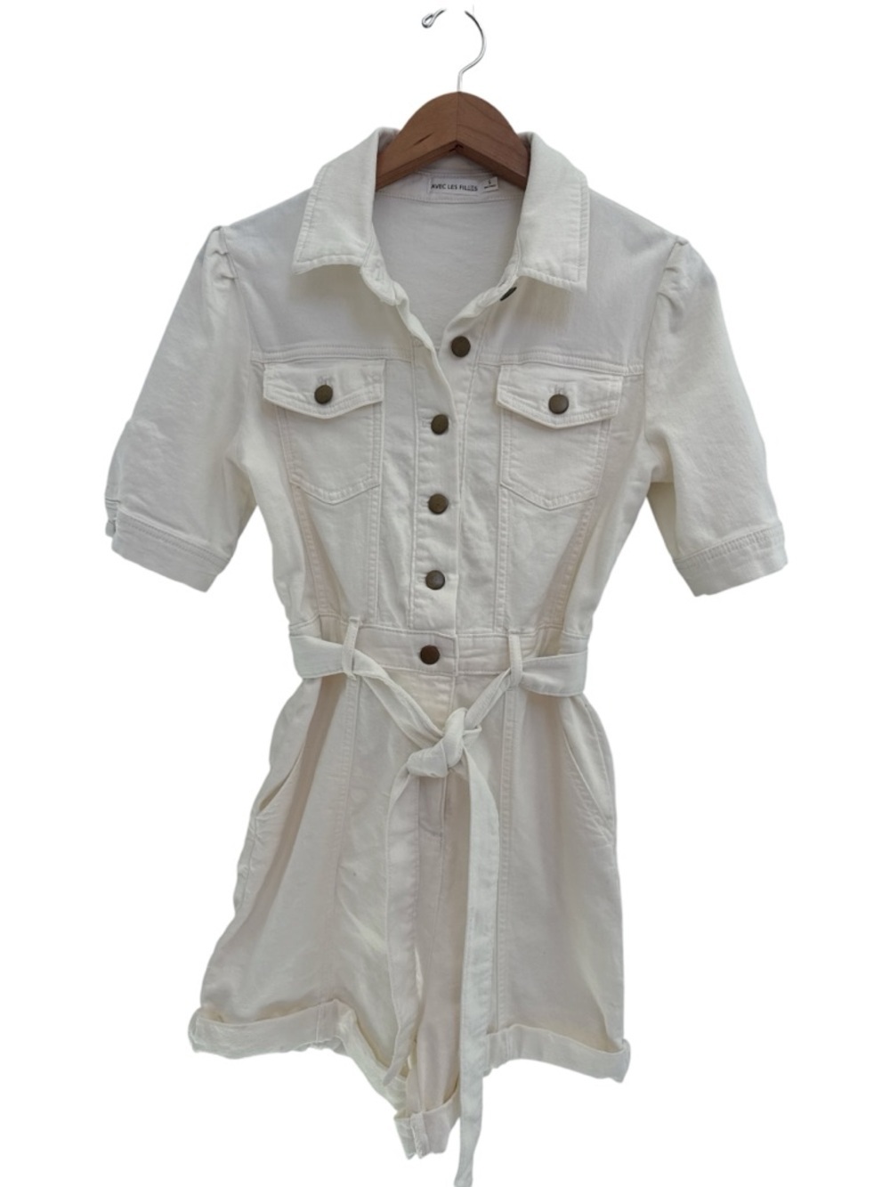 Anthropologie Avec Les Filles Women’s Utility Denim Shorts Romper
